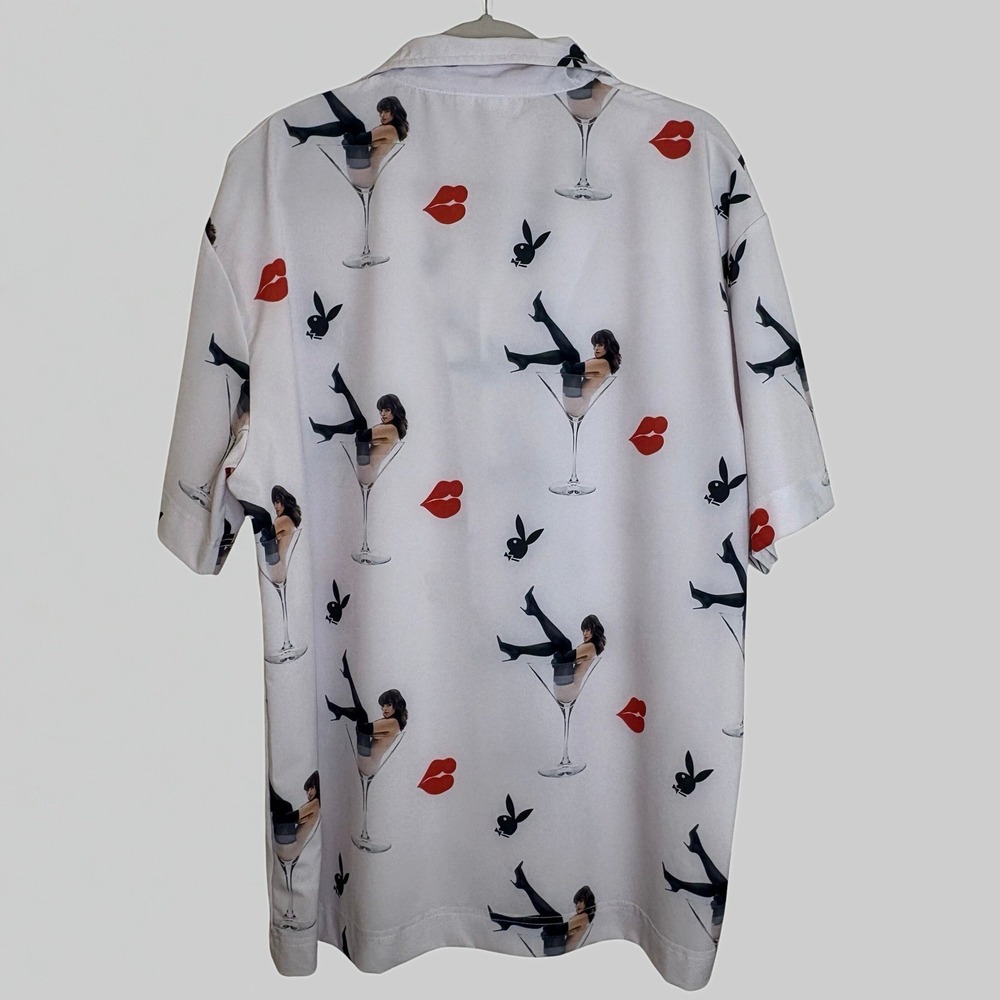 Playboy by Culture Kings Party Cocktail Shirt Size Large Relaxed Fit Camp Collar - Picture 5 of 12